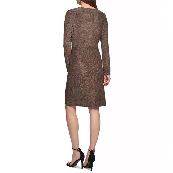 🌟NWT🌟 DKNY Women’s Gold Cutout Metallic Knit Sheath Dress - Picture 3 of 6